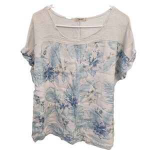 Lungo L'arno Linen Floral Top 1X‎ Beach Coastal Grandma Cottagecore Lagenlook